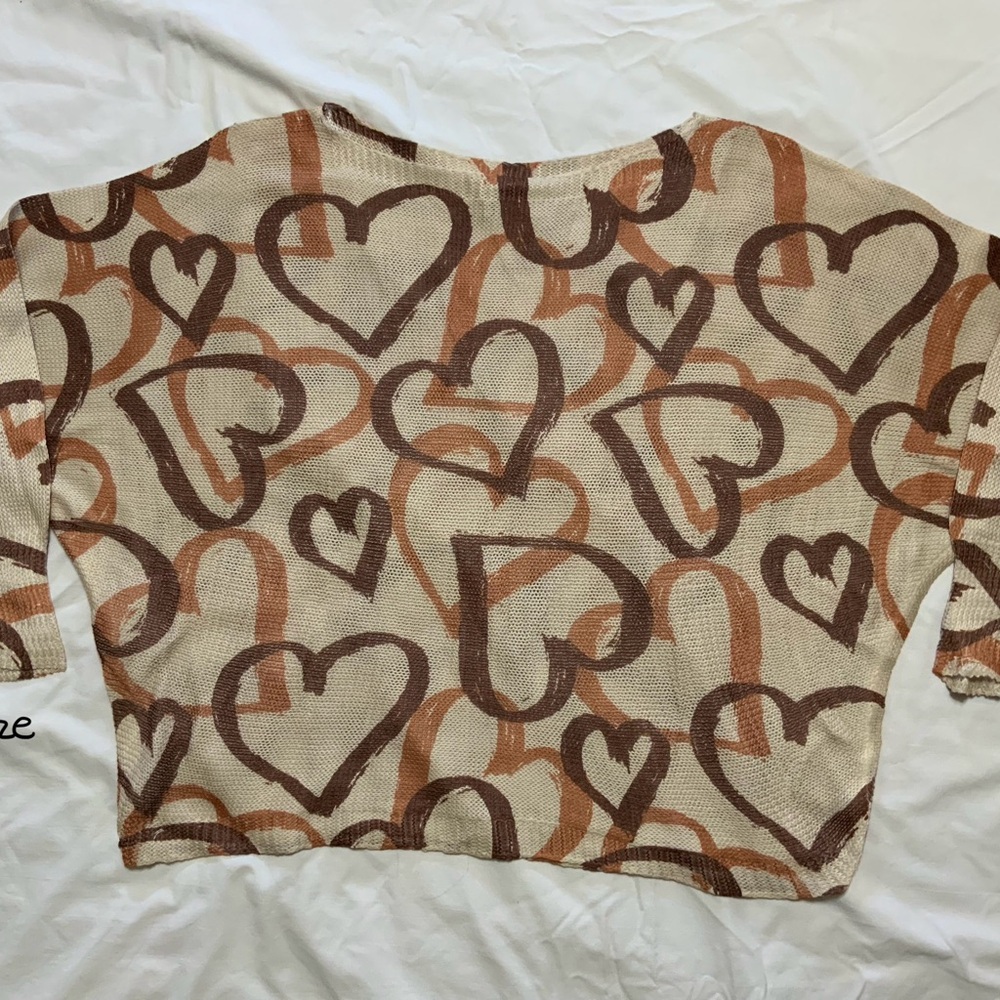 Red and White Heart Pattern Sweater - Picture 3 of 16